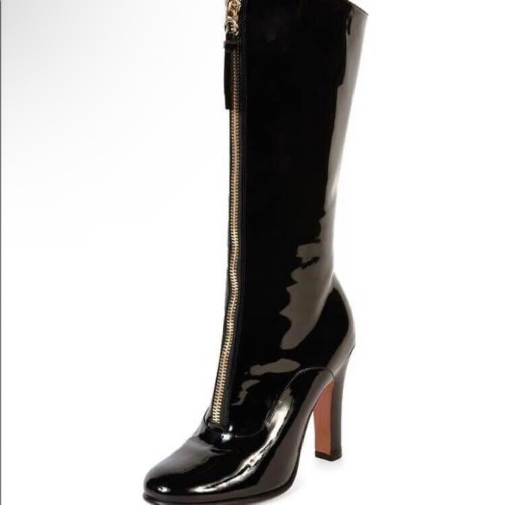 Authentic Valentino Garavani Black Patent Leather Booties